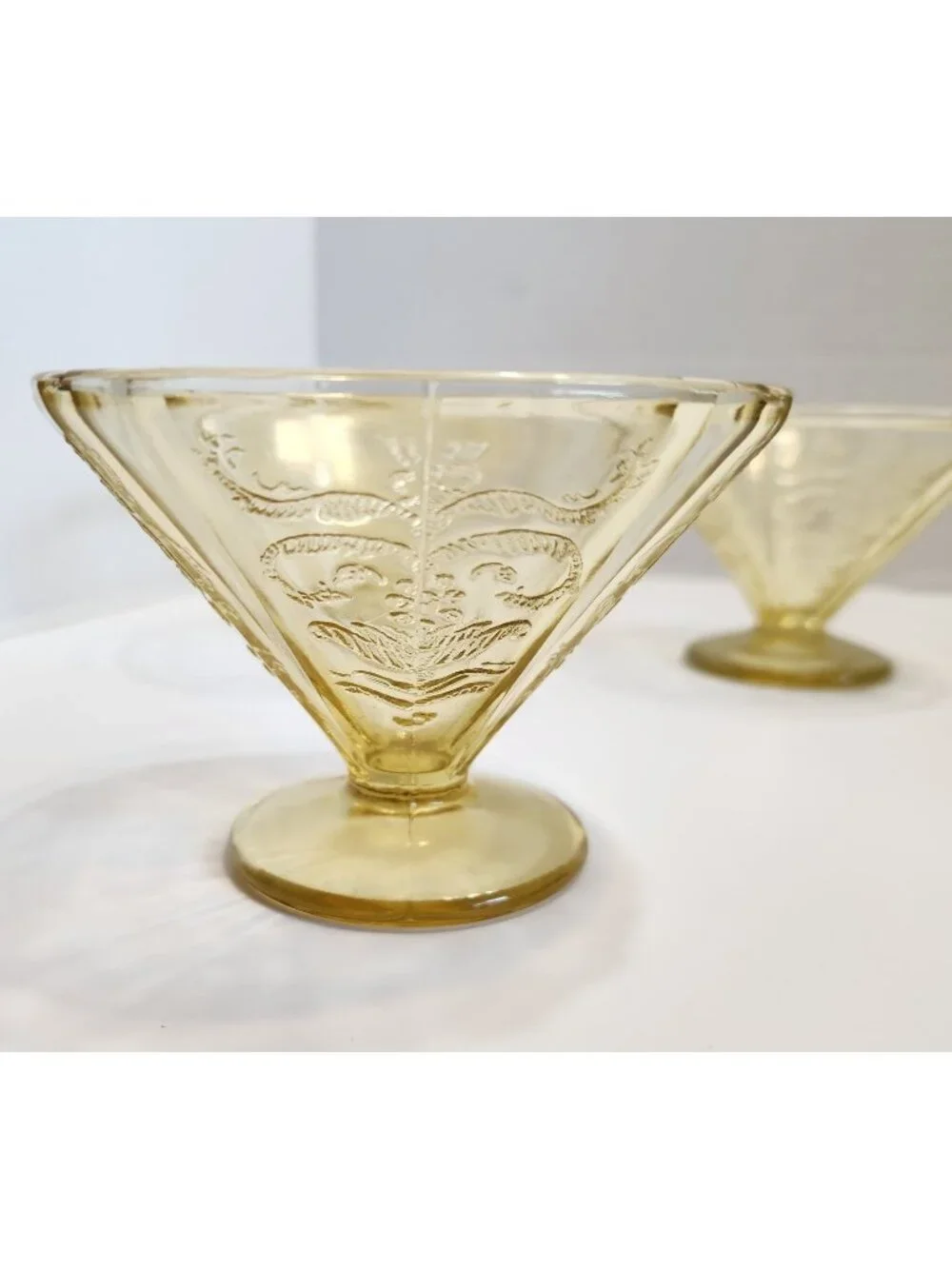 Federal Glass Yellow Sherbet Madrid Amber Depression Glass 1930's Set of 5 READ